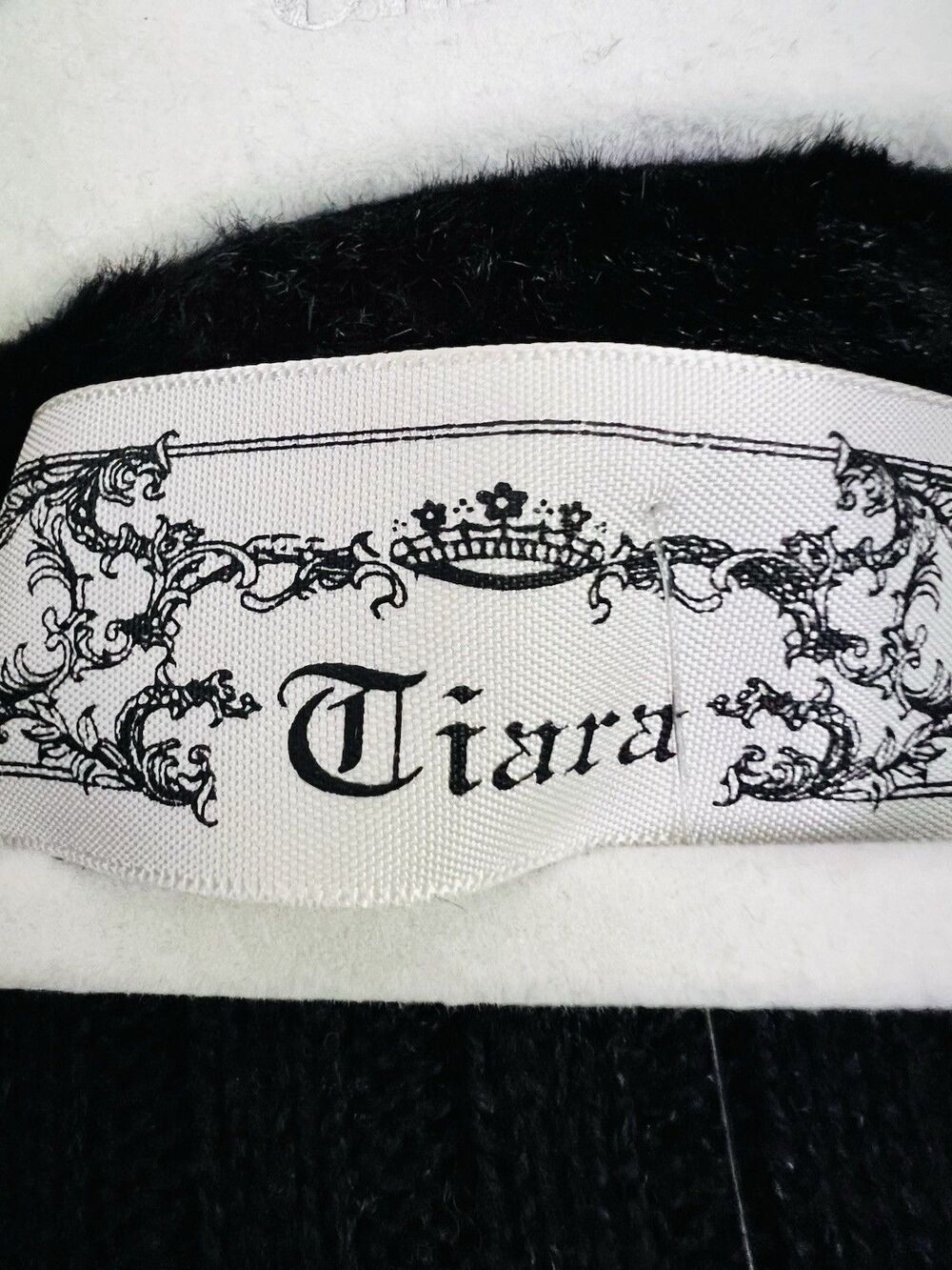 Tiara International Black Ribbed Jersey Knit & Vegan Fur Stretchy Zip Jacket XL - Picture 6 of 7